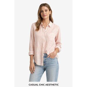 Rails Pink Leopard Print Gauze Button Down Blouse Womens Small